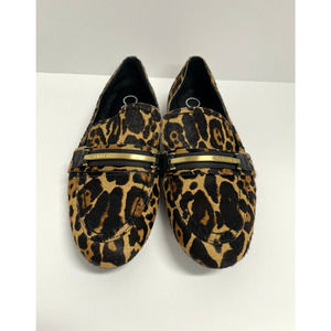 Calvin Klein Womens Orianna Loafers Leopard Print Calf Fur Leather 6.5